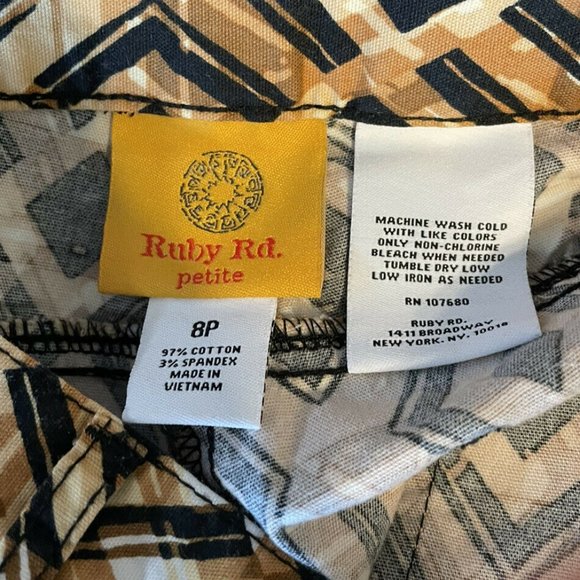 RUBY RD. CROPPED GEOMETRIC STRETCH PANTS 8P-EUC - Picture 7 of 8